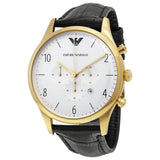 Buy Shop Emporio Armani Classic Chronograph White Dial Black Leather Strap Watch For Men - AR1892 USA Online