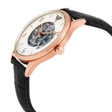 Buy Shop Emporio Armani Meccanico White Skeleton Dial Black Leather Strap Watch For Men - AR1924 USA Online