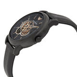 Buy Shop Emporio Armani Luigi Automatic Skeleton Black Dial Black Leather Strap Watch For Men - AR60012 USA Online