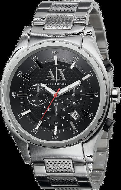 Buy Shop Armani Exchange Miami Chronograph Black Dial Silver Steel Strap Watch For Men - AX1057 USA Online