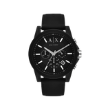 Buy Shop Armani Exchange Outerbanks Chronograph Black Dial Black Silicone Strap Watch For Men - AX1326 USA Online