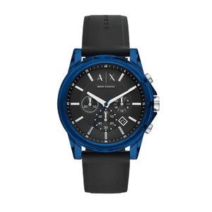 Buy Shop Armani Exchange Outerbanks Chronograph Black Dial Black Silicone Strap Watch For Men - AX1339 USA Online