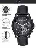 Buy Shop Armani Exchange Banks Chronograph Black Dial Black Leather Strap Watch For Men - AX1724 USA Online