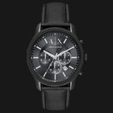 Buy Shop Armani Exchange Banks Chronograph Black Dial Black Leather Strap Watch For Men - AX1724 USA Online