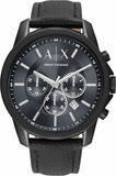 Buy Shop Armani Exchange Banks Chronograph Black Dial Black Leather Strap Watch For Men - AX1724 USA Online