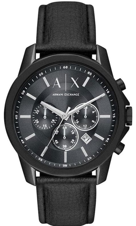 Buy Shop Armani Exchange Banks Chronograph Black Dial Black Leather Strap Watch For Men - AX1724 USA Online