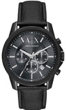 Buy Shop Armani Exchange Banks Chronograph Black Dial Black Leather Strap Watch For Men - AX1724 USA Online