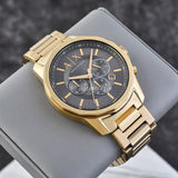 Buy Shop Armani Exchange Banks Chronograph Black Dial Gold Steel Strap Watch For Men - AX1721 USA Online