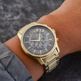 Buy Shop Armani Exchange Banks Chronograph Black Dial Gold Steel Strap Watch For Men - AX1721 USA Online