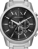 Buy Shop Armani Exchange Banks Chronograph Black Dial Silver Steel Strap Watch For Men - AX1720 USA Online