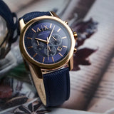Buy Shop Armani Exchange Banks Chronograph Blue Dial Blue Leather Strap Watch For Men - AX1723 USA Online