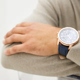Buy Shop Armani Exchange Banks Chronograph Blue Dial Blue Leather Strap Watch For Men - AX1723 USA Online