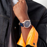 Buy Shop Armani Exchange Banks Chronograph Blue Dial Blue Leather Strap Watch For Men - AX1723 USA Online