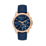 Buy Shop Armani Exchange Banks Chronograph Blue Dial Blue Leather Strap Watch For Men - AX1723 USA Online