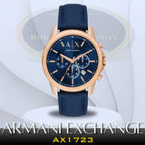Buy Shop Armani Exchange Banks Chronograph Blue Dial Blue Leather Strap Watch For Men - AX1723 USA Online