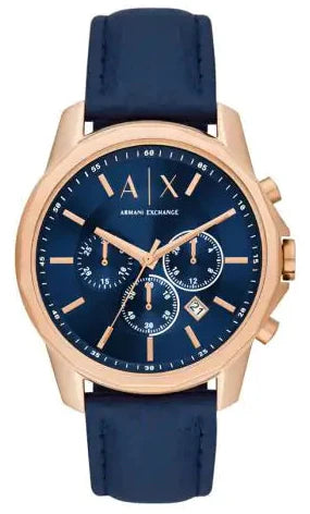 Buy Shop Armani Exchange Banks Chronograph Blue Dial Blue Leather Strap Watch For Men - AX1723 USA Online