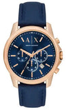 Buy Shop Armani Exchange Banks Chronograph Blue Dial Blue Leather Strap Watch For Men - AX1723 USA Online