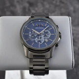 Buy Shop Armani Exchange Banks Chronograph Blue Dial Grey Steel Strap Watch For Men - AX1731 USA Online