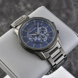 Buy Shop Armani Exchange Banks Chronograph Blue Dial Grey Steel Strap Watch For Men - AX1731 USA Online