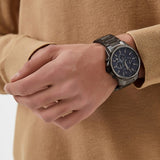 Buy Shop Armani Exchange Banks Chronograph Blue Dial Grey Steel Strap Watch For Men - AX1731 USA Online