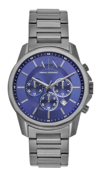 Buy Shop Armani Exchange Banks Chronograph Blue Dial Grey Steel Strap Watch For Men - AX1731 USA Online