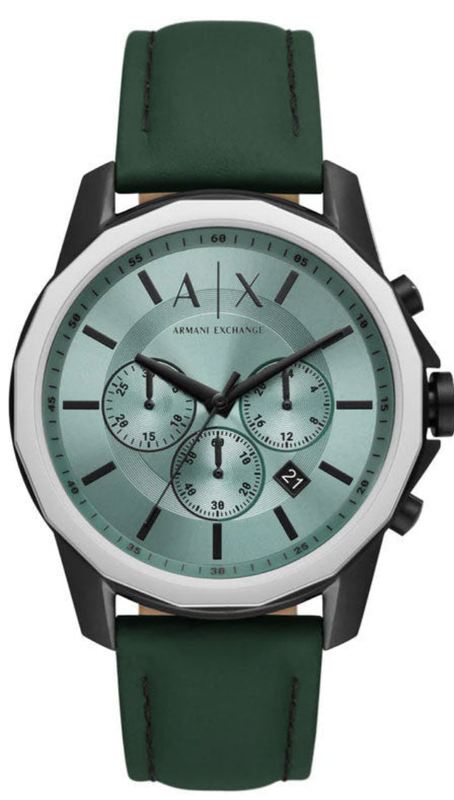 Buy Shop Armani Exchange Banks Chronograph Green Dial Green Leather Strap Watch For Men - AX1725 USA Online