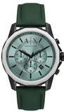 Buy Shop Armani Exchange Banks Chronograph Green Dial Green Leather Strap Watch For Men - AX1725 USA Online