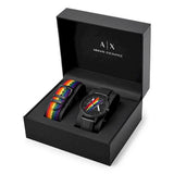 Buy Shop Armani Exchange Cayde Analog Black Dial Black Leather Strap Watch For Men - AX7120 USA Online