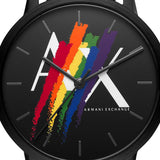 Buy Shop Armani Exchange Cayde Analog Black Dial Black Leather Strap Watch For Men - AX7120 USA Online