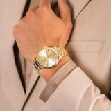 Buy Shop Armani Exchange Cayde Analog Gold Dial Gold Steel Strap Watch For Men - AX2707 USA Online