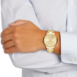 Buy Shop Armani Exchange Cayde Analog Gold Dial Gold Steel Strap Watch For Men - AX2707 USA Online