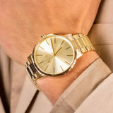 Buy Shop Armani Exchange Cayde Analog Gold Dial Gold Steel Strap Watch For Men - AX2707 USA Online