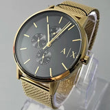 Buy Shop Armani Exchange Cayde Chronograph Black Dial Gold Mesh Strap Watch For Men - AX2715 USA Online