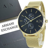 Buy Shop Armani Exchange Cayde Chronograph Black Dial Gold Mesh Strap Watch For Men - AX2715 USA Online