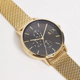Buy Shop Armani Exchange Cayde Chronograph Black Dial Gold Mesh Strap Watch For Men - AX2715 USA Online