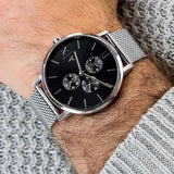Buy Shop Armani Exchange Cayde Chronograph Black Dial Silver Mesh Strap Watch For Men - AX2714 USA Online