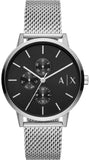 Buy Shop Armani Exchange Cayde Chronograph Black Dial Silver Mesh Strap Watch For Men - AX2714 USA Online