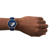Buy Shop Armani Exchange Cayde Chronograph Blue Dial Blue Leather Strap Watch for Men - AX2746 USA Online