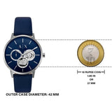 Buy Shop Armani Exchange Cayde Chronograph Blue Dial Blue Leather Strap Watch for Men - AX2746 USA Online
