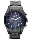 Buy Shop Armani Exchange Chronograph Blue Dial Grey Steel Strap Watch For Men - AX1166 USA Online