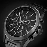 Buy Shop Armani Exchange Drexler Chronograph Black Dial Black Steel Strap Watch For Men - AX2601 USA Online