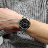 Buy Shop Armani Exchange Drexler Chronograph Black Dial Silver Steel Strap Watch for Men - AX2600 USA Online