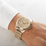 Buy Shop Armani Exchange Drexler Chronograph Gold Dial Gold Steel Strap Watch For Men - AX2602 USA Online