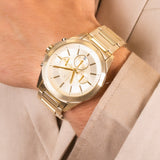 Buy Shop Armani Exchange Drexler Chronograph Gold Dial Gold Steel Strap Watch For Men - AX2602 USA Online