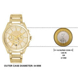 Armani Exchange Drexler Chronograph Gold Dial Gold Steel Strap Watch For Men - AX2602