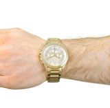 Armani Exchange Drexler Chronograph Gold Dial Gold Steel Strap Watch For Men - AX2602