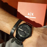 Buy Shop Armani Exchange Hampton Black Dial Black Steel Strap Watch For Men - AX7101 USA Online