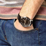 Buy Shop Armani Exchange Hampton Chronograph Black Dial Black Leather Strap Watch For Men - AX2101 USA Online