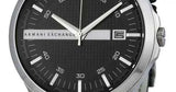 Buy Shop Armani Exchange Hampton Chronograph Black Dial Black Leather Strap Watch For Men - AX2101 USA Online
