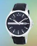 Buy Shop Armani Exchange Hampton Chronograph Black Dial Black Leather Strap Watch For Men - AX2101 USA Online